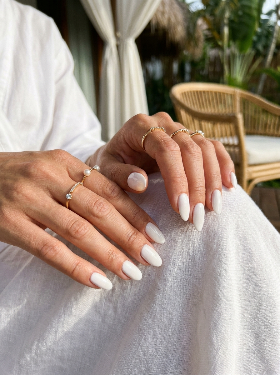 White Resort Nails